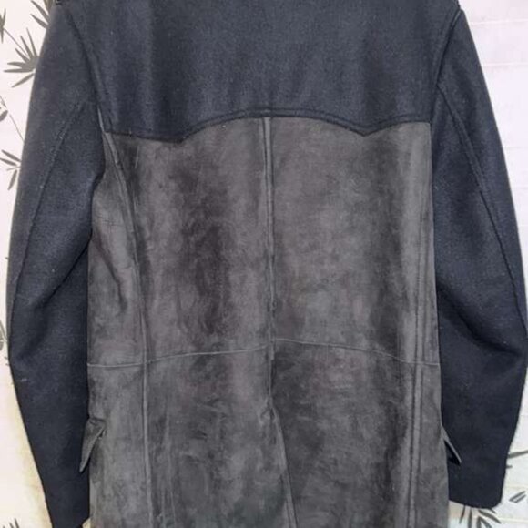 L/XL🔥LANVIN Men Shearling Leather Tall Coat Jacket ITALY Overcoat - Picture 5 of 9